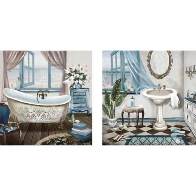  Bath  12 Inch x 24 Inch Canvas  Wall Art Set of 2 Bed 