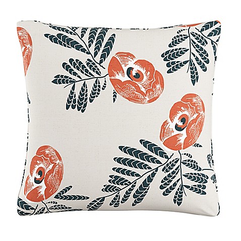 Skyline Floral Square Throw Pillow in Orange - Bed Bath & Beyond