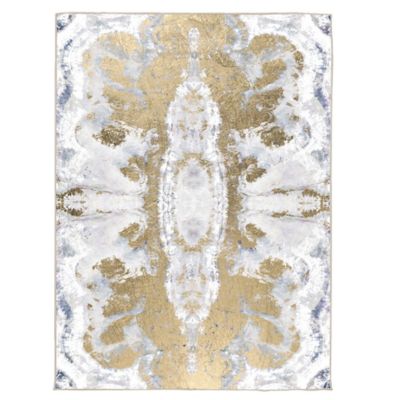 White and gold area rug