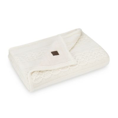 UGG® Aubrey Cable Knit Faux Sherpa Throw Blanket in Cream ...