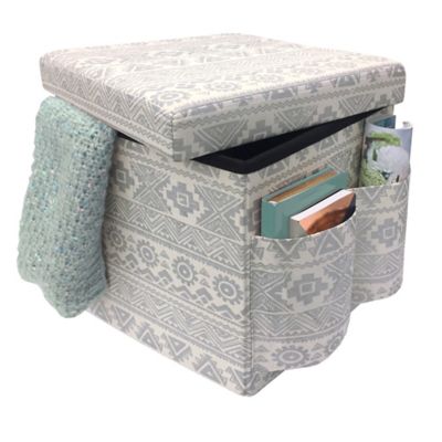 ottoman sit storage folding silver beyond bath bed