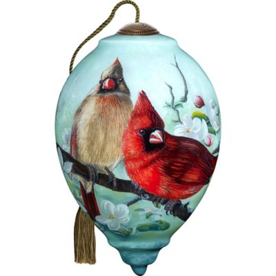 neqwa art hand painted glass orchard cardinals ornamen