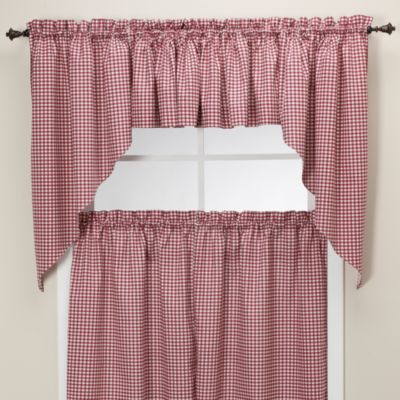 Gingham Swag Valance in Burgundy - Bed Bath & Beyond