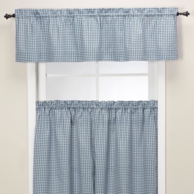 Gingham Tailored Valance in Blue - Bed Bath & Beyond