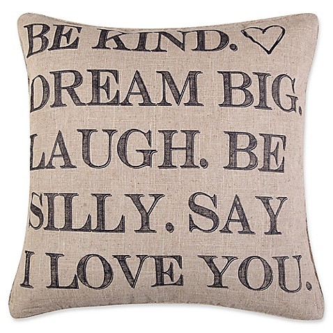 Levtex Home Kora Be Kind Square Throw Pillow in Brown - Bed Bath & Beyond
