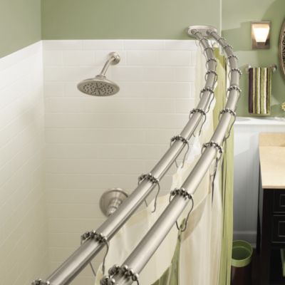 Buy Moen\u00ae Adjustable Double Curved Brushed Nickel Shower Rod from Bed Bath \u0026 Beyond