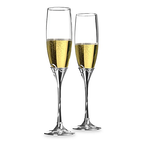 Waterford® Ballet Ribbon Silver Stem 8 Ounce Toasting Flutes (Set of 2 ...