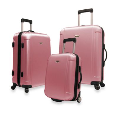 Traveler's Freedom 3-Piece Hardside Spinner Luggage Set in Pink - Bed ...