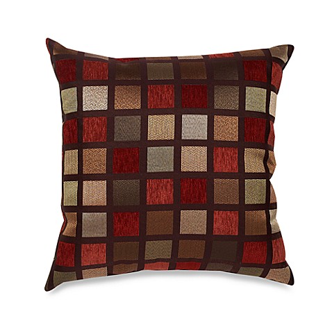 Windowpane 22-Inch Square Decorative Toss Pillow in Red - Bed Bath & Beyond
