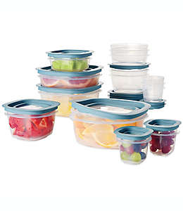 Contenedores para alimentos de plástico Rubbermaid® Flex & Seal™ con tapas Easy Find color azul, Set de 26 pzas.