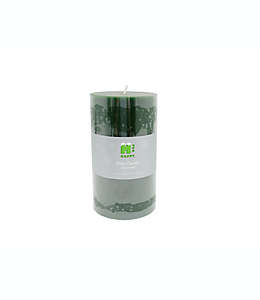 Vela pilar H for Happy™ sin aroma  de 15.24 color verde