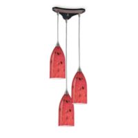 Red Glass Pendant Lights elk lighting 3 light vertical verona red glass pendant set in satin nickel