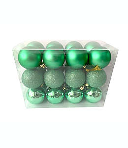 Esferas de plástico H for Happy™ color verde, 24 piezas