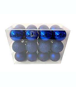 Esferas de plástico H for Happy™ color azul metálico, 24 piezas
