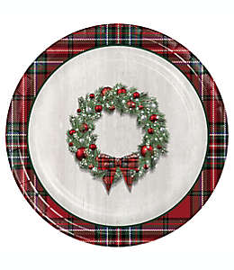 Platos desechables Bee & Willow™ con diseño navideño color rojo/blanco, 12 piezas