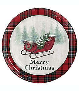 Platos desechables Bee & Willow™ “Merry Christmas” color rojo/blanco, 12 piezas