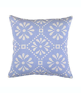Cojín decorativo cuadrado de lino Everhome™ con diseño floral color azul cielo