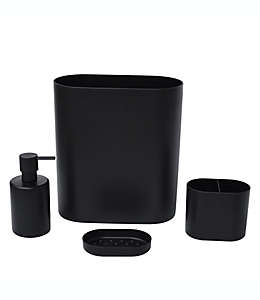Set de accesorios para baño de plástico Simply Essential™ color negro, 4 piezas