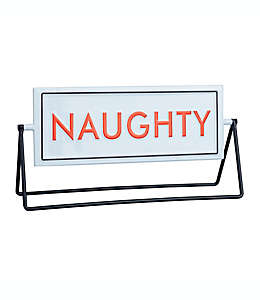 Letrero navideño reversible de metal H for Happy™ Naughty/Nice color blanco