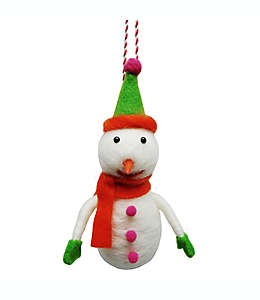 Adorno navideño para colgar H for Happy™ con forma de muñeco de nieve color blanco