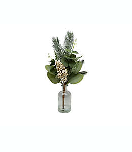 Follaje artificial con florero de vidrio Evergreen™