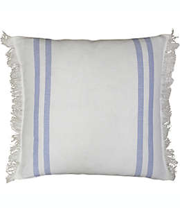 Cojín decorativo cuadrado de algodón Everhome™ con diseño a rayas color blanco/azul pastel