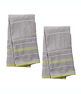 Set de toallas para manos de algodón Simply Essential™ a rayas color plata/verde lima, 2 piezas