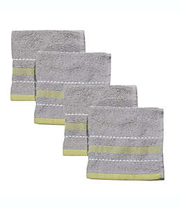 Set de toallas faciales de algodón Simply Essential™ color plata/verde lima, 4 piezas