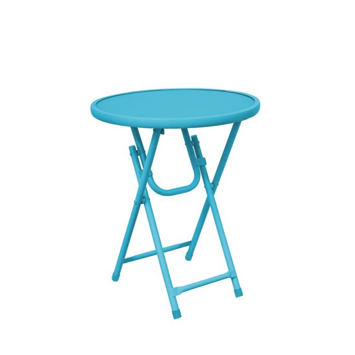 Mesa auxiliar plegable de metal, mesa auxiliar redonda azul y verde, sofá  cian, mesa plegable pequeña, bandeja auxiliar redonda, junto a la mesa del  – Yaxa Store