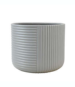 Maceta mediana de cerámica con diseño acanalado color gris