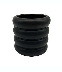 Mini maceta de cerámica con diseño acanalado color negro