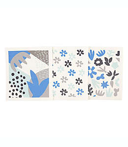 Trapos de cocina de algodón Simply Essential™ con diseño floral color azul/gris, 3 piezas