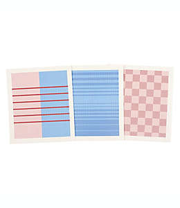 Trapos de cocina de algodón Simply Essential™ con diseño geométrico color azul/rosa, 3 piezas