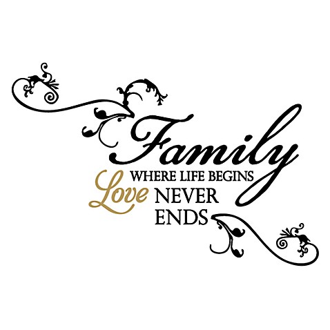 Family in Where Life Begins Love Never Ends Vinyl Wall Decal Set - Bed