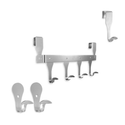 Self-Adhesive Hooks and Over-the-Door Hooks - Satin Nickel - Bed Bath ...