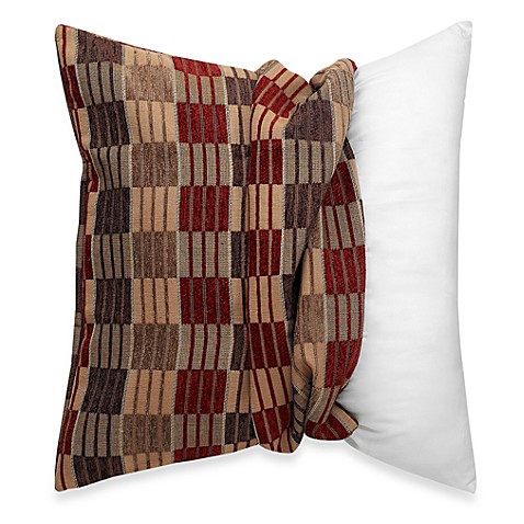 Make-Your-Own-Pillow Stripes and Ladders Square Throw Pillow Cover in Red/Brown - Bed Bath & Beyond