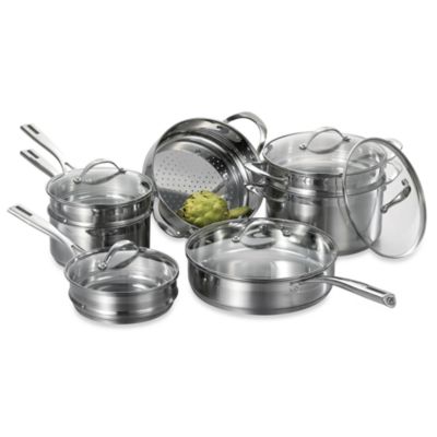 Cat Cora Stackable Stainless Steel 12-Piece Cookware Set and Cook 'n ...