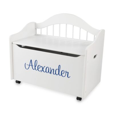 white personalized toy box