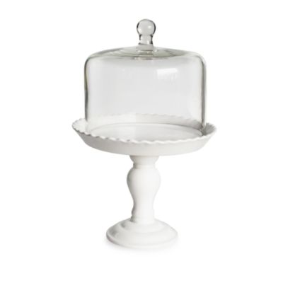 American Atelier Bianca Pedestal  Cake  Plate with Glass 