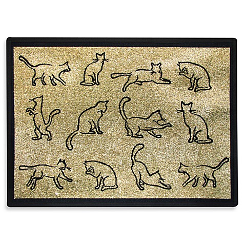 Buy PB Paws Pet Collection Kitten Fun 19 Inch x 27 Inch Cat Litter Mat in Gold and Black from