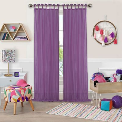 Buy Purple Curtain Panels from Bed Bath & Beyond - Greta Crushed Sheer Tie Top Window Curtain Panel - 84-Inch - Purple