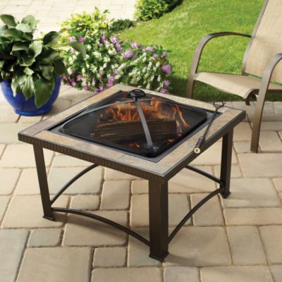 32-Inch Slate Firepit with Cover - Bed Bath & Beyond