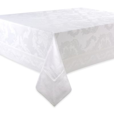 Buy Waterford® Linens Damascus 70-Inch x 144-Inch Tablecloth in White ...