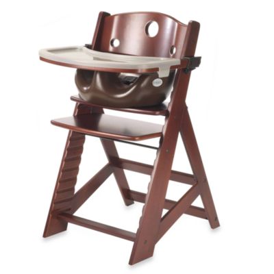 Keekarooreg Height Right High Chair Mahogany with Chocolate Infant Insert and Tray