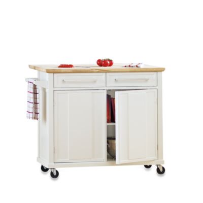 Real Simple® Rolling Kitchen Island in White - Bed Bath ...