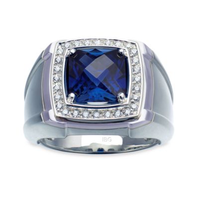 J. Goodman™ Sterling Silver .25 cttw Diamond and Lab-Created Sapphire ...