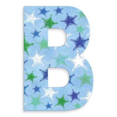 Stupell Industries Blue Distressed Stars 18-Inch Hanging Letter ...