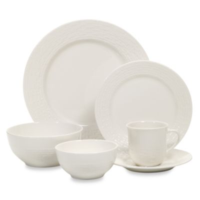 Gibson Home Noble Weave 48-Piece Porcelain Dinnerware Set in White ...