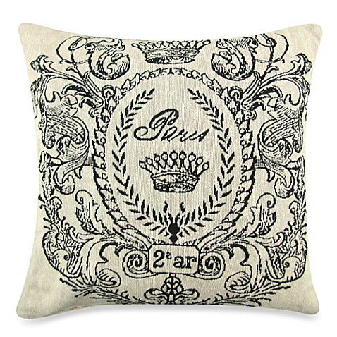 Vintage House Paris Postage 18-Inch Square Decorative Pillow in Natural/Black - Bed Bath & Beyond