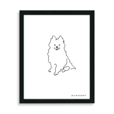 pomeranian framed line drawing  bed bath  beyond